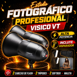 ¡Kit de Iluminación de Estudio VISICO 300W!  Ideal para Fotografía Profesional