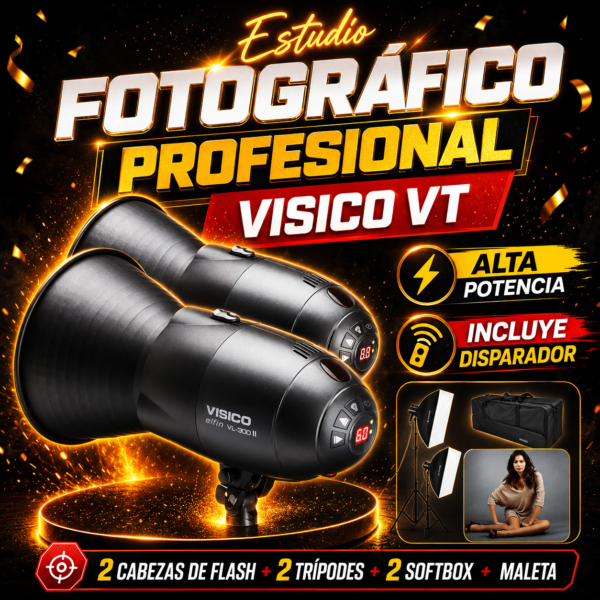 ¡Kit de Iluminación de Estudio VISICO 300W!  Ideal para Fotografía Profesional